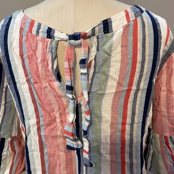 Susina ruffle sleeve multi color stripe blouse - Picture 6 of 8